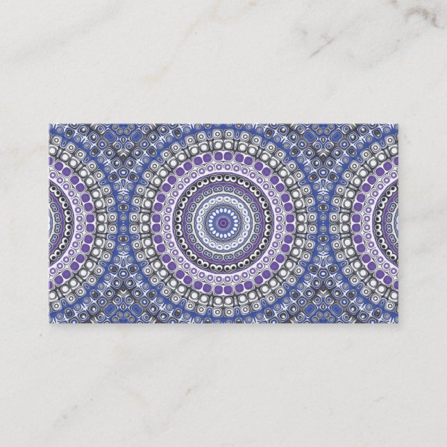 Tribal Style Mandala in Purple and Blue Business Card (Front)
