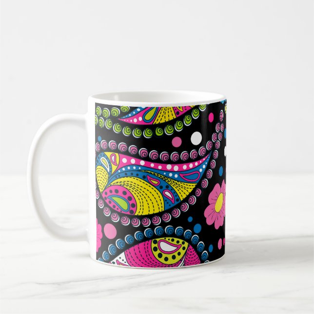 Tribal style paisley, seamless ethnic pattern. coffee mug (Left)