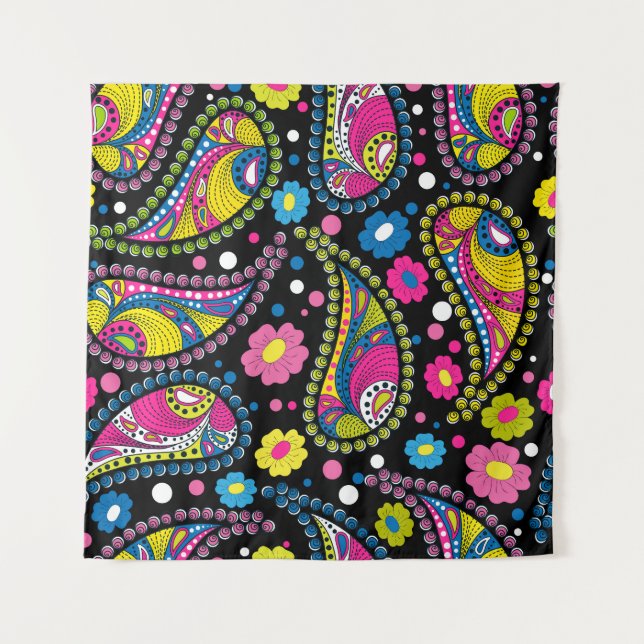 Tribal style paisley, seamless ethnic pattern. tapestry (Front)