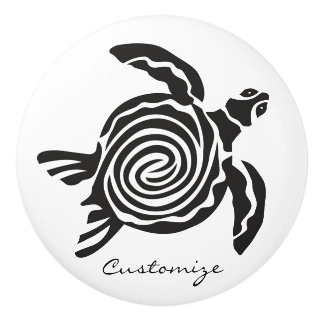 Tribal Style Turtle Thunder_Cove Ceramic Knob (Front)
