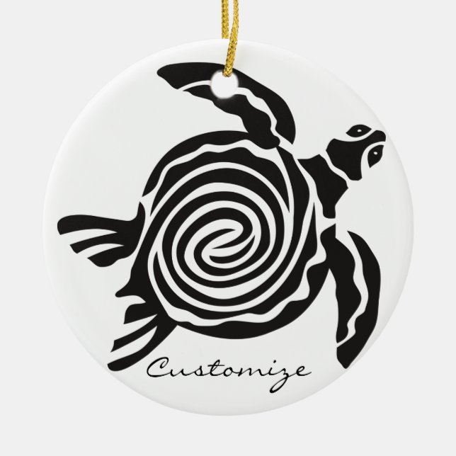 Tribal Style Turtle Thunder_Cove Ceramic Ornament (Front)