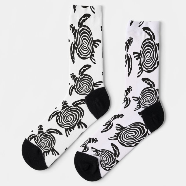 Tribal Style Turtle Thunder_Cove Socks (Left)