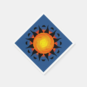 Tribal Sun in Blue Napkin