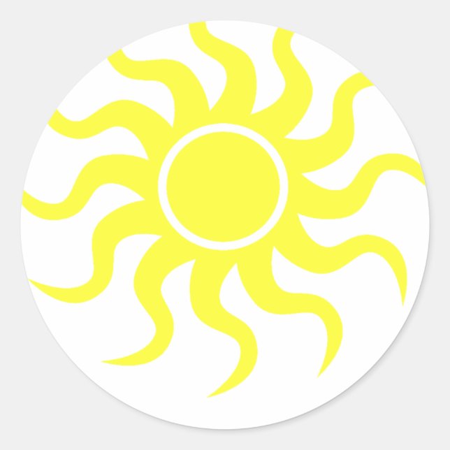 Tribal Sun Yellow Classic Round Sticker (Front)