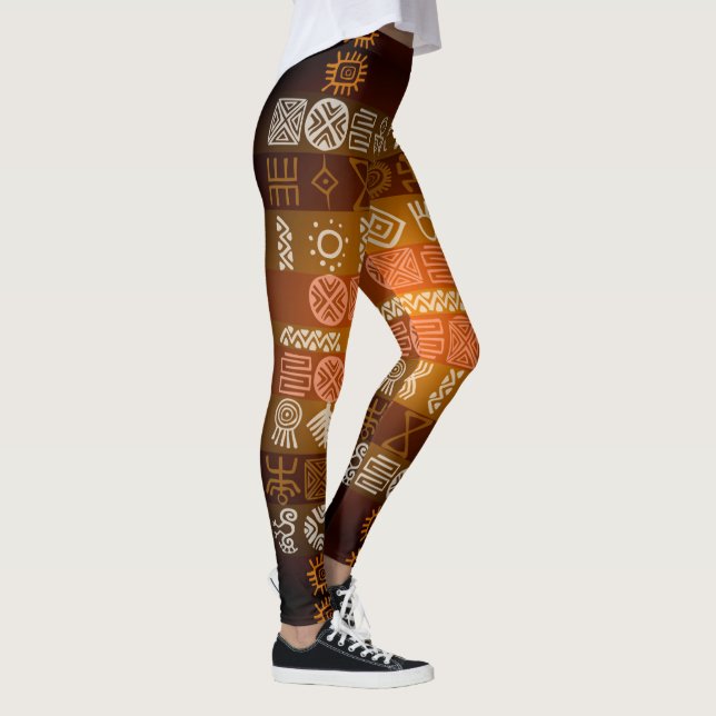Tribal Tatoo Boho Geometric Pattern Leggings (Right)