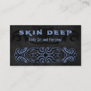 Tribal Tattoo Black and Blue Grey Custom Colour Business Card