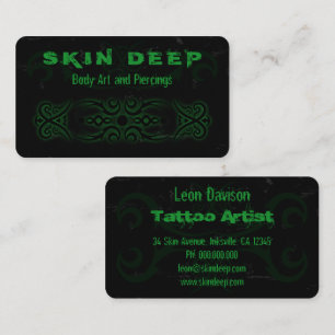 Tribal Tattoo Black and Green Business Cards
