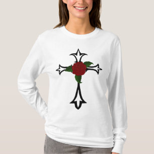 Tribal Tattoo Cross With A Red Rose Hoody