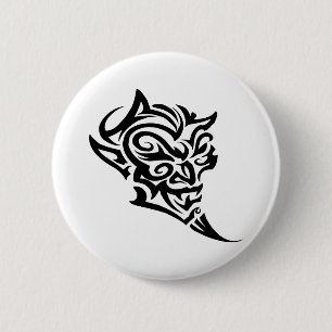 Tribal Tattoo Devil Face Satan 6 Cm Round Badge