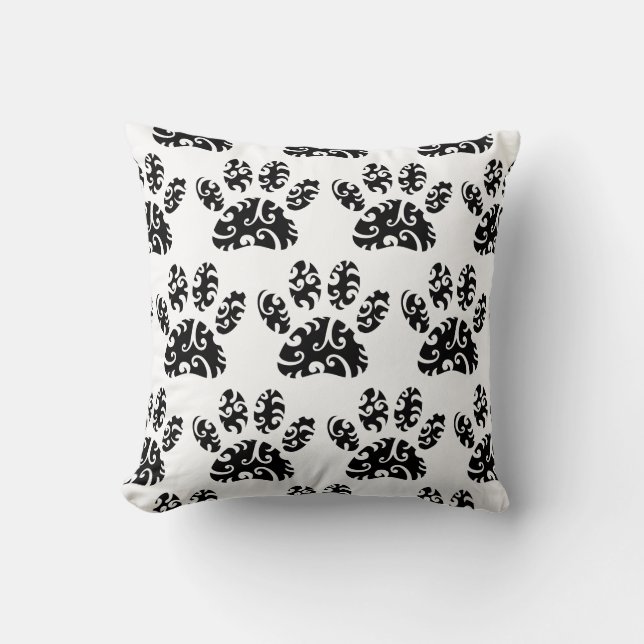 Tribal Tattoo Dog Paw Print Pattern Cushion (Front)