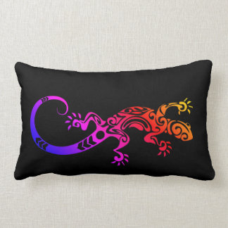 TRIBAL TATTOO GECKO LIZARD REPTILE TIE DYE COLOR LUMBAR CUSHION