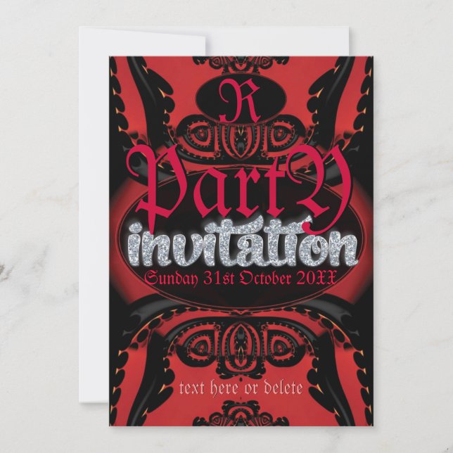 Tribal Tattoo Gothic Black Red Invitation (Front)
