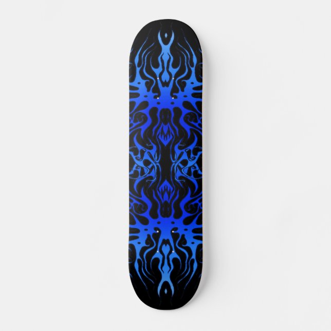 Tribal Tattoo Heart Arteries blue black Skateboard (Front)