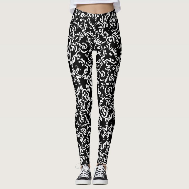 Tribal Tattoo Ink Doodle Yoga Pants Running (Front)
