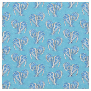 Tribal Tattoo Manatees Ocean Blue Fabric