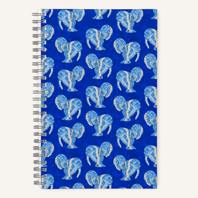 Tribal Tattoo Manatees Ocean Blue Notebook (Front)