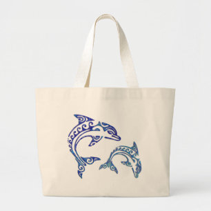 Tribal Tattoo Porpoise Duo Large Tote Bag