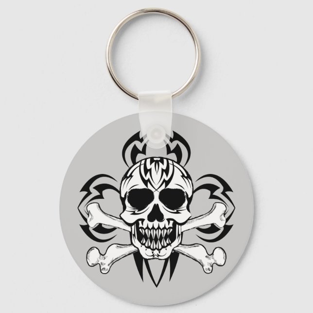 Tribal Tattoo Skull Key Ring (Front)