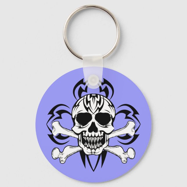 Tribal Tattoo Skull Key Ring (Front)