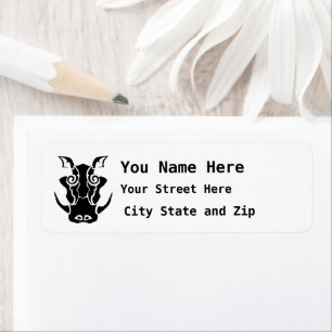 Tribal Tattoo Style Boar Head Return Address Label