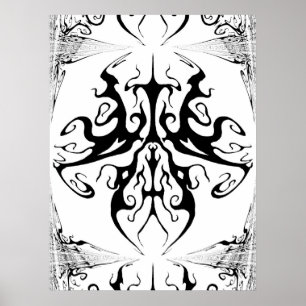 Tribal Tattoo Surreal Butterfly Poster