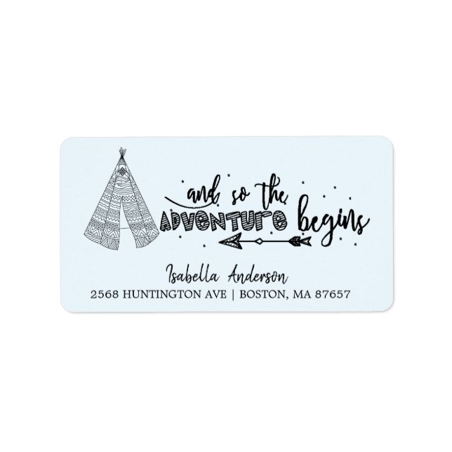 Tribal Teepee Adventure Baby Shower Address Label (Front)
