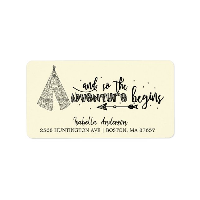 Tribal Teepee Adventure Baby Shower Address Label (Front)
