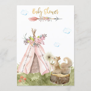 *~* Tribal Teepee Boho Squirrel  Woodland Forest Invitation