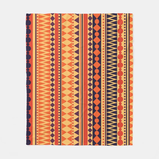 Tribal texture: vintage stripes pattern. fleece blanket (Front)