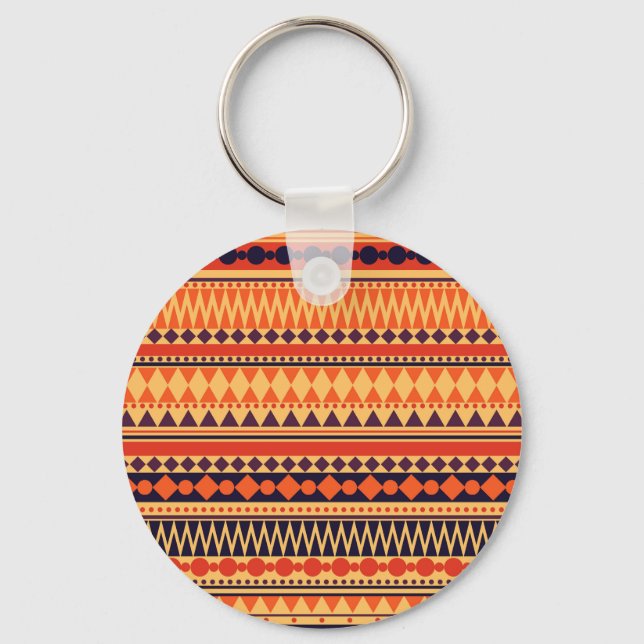 Tribal texture: vintage stripes pattern. key ring (Front)