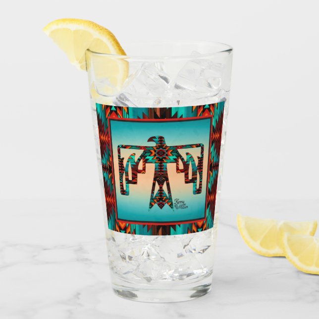 Tribal Thunderbird Glass Cup (Front Ice)