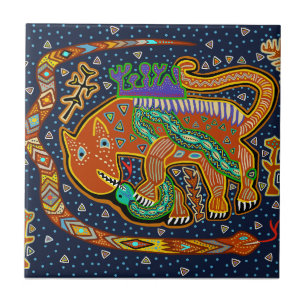 Tribal Tiger King Shaman Spirit Ceramic Tile