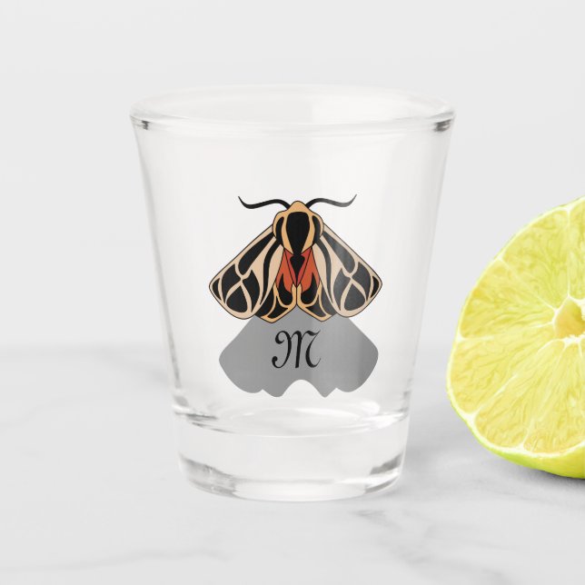 Tribal Tiger Moth Monogram Shot Glass (Front)