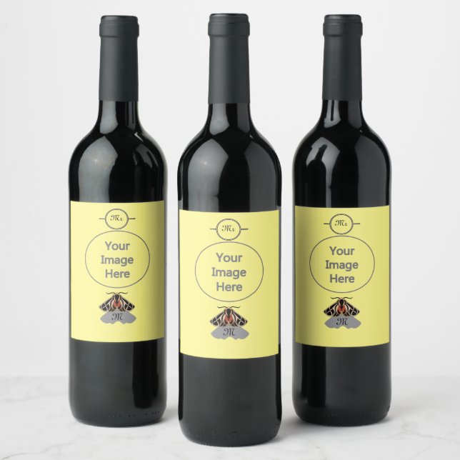 Tribal Tiger Moth Monogram Wine Label (Bottles)