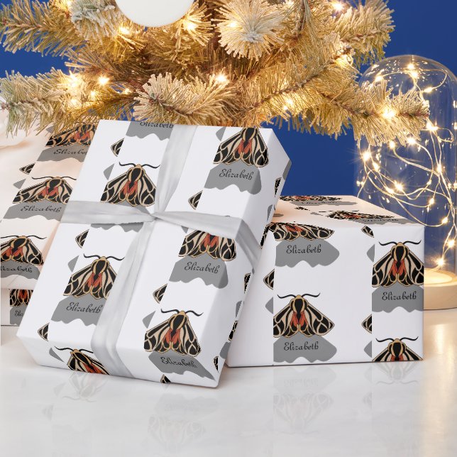 Tribal Tiger Moth Monogram Wrapping Paper (Holidays)