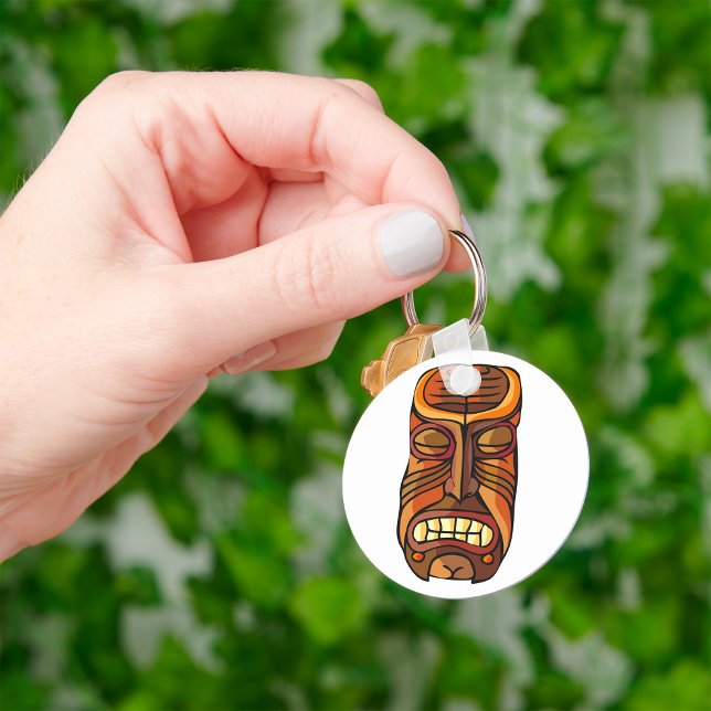 Tribal Tiki Mask Polynesian Style Key Ring (Creator Uploaded)