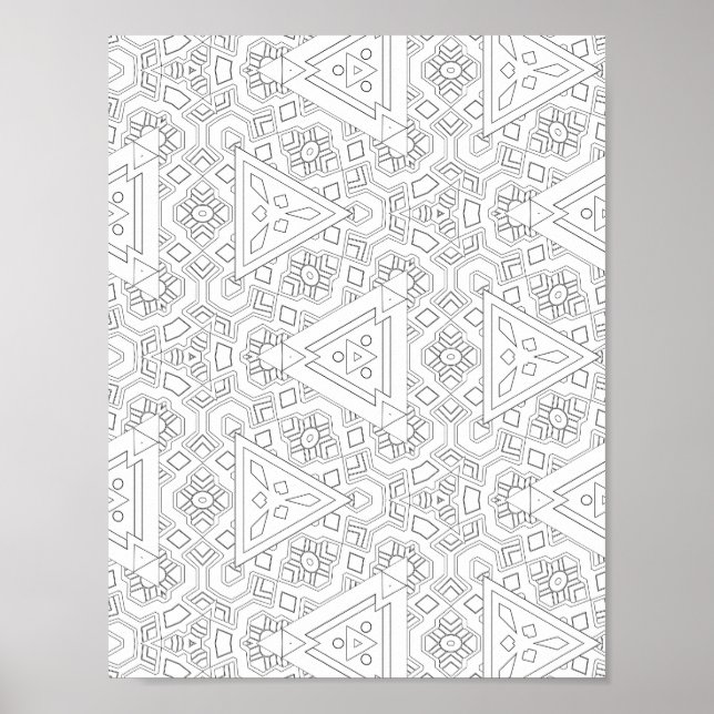 Tribal Triangle Pattern Colouring Page Geometric Poster (Front)