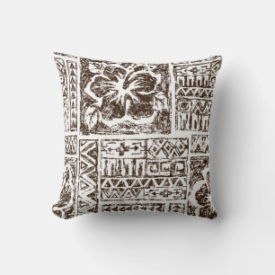 Tribal tropical art pattern of indigenous Hawaiian Cushion