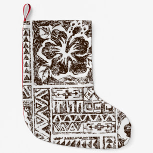 Tribal tropical art pattern of indigenous Hawaiian Small Christmas Stocking