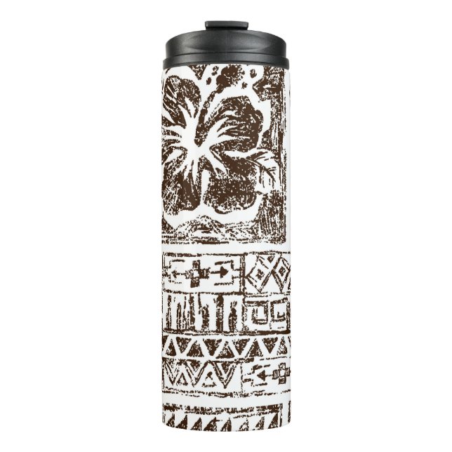 Tribal tropical art pattern of indigenous Hawaiian Thermal Tumbler (Front)
