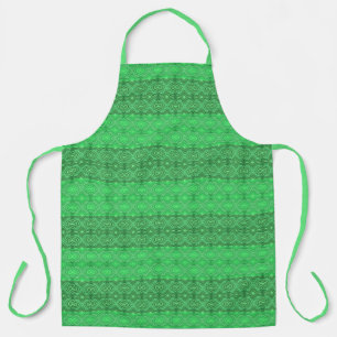 Tribal Tropical Wavy Green Lines Geometric Art Apron