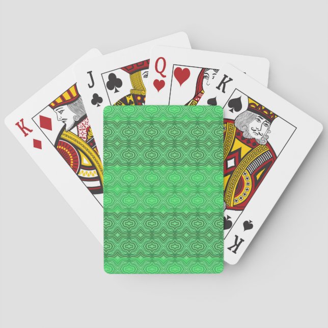 Tribal Tropical Wavy Green Lines Geometric Art Playing Cards (Back)