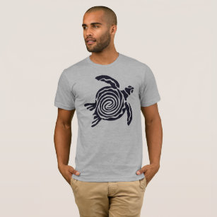 Tribal Turtle Art in Dark Blue T-Shirt