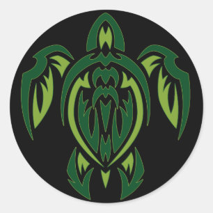 Tribal Turtle Classic Round Sticker