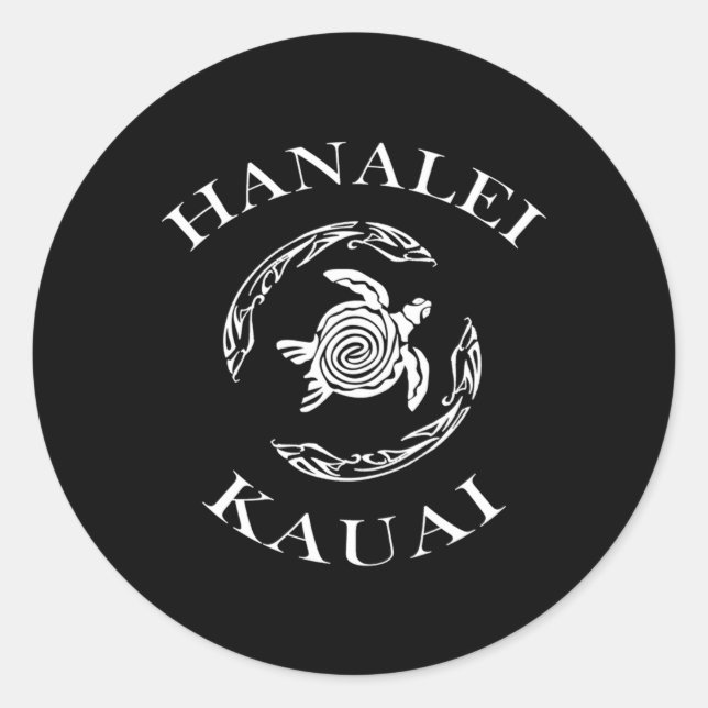 Tribal Turtle Hanalei Kauai Classic Round Sticker (Front)