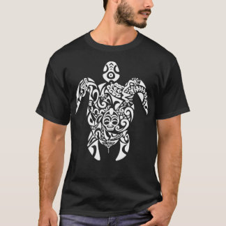 Tribal Turtle Hawaiian Polynesian Symbol White Sea T-Shirt