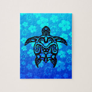 Tribal Turtle Hibiscus Jigsaw Puzzle