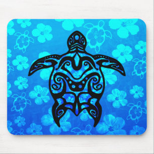 Tribal Turtle Hibiscus Mouse Pad