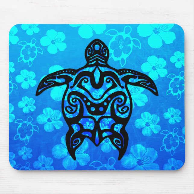 Tribal Turtle Hibiscus Mouse Pad (Front)