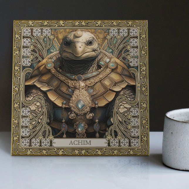 Tribal Turtle Personalise Spiritual Totem Keepsake Ceramic Tile (Creator Uploaded)
